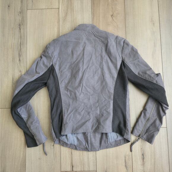 Free People Gray Faux Vegan Leather Zip Up Moto Jacket Women Sz 10 - Picture 4 of 16